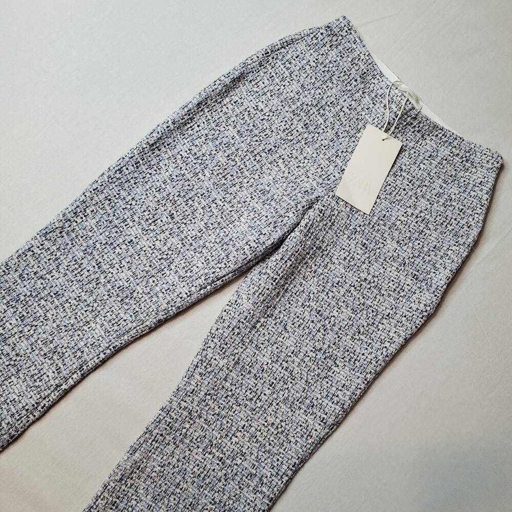Zara Women's Size S NWT Cropped Fit Textured Pants Flare Leg Blue Black